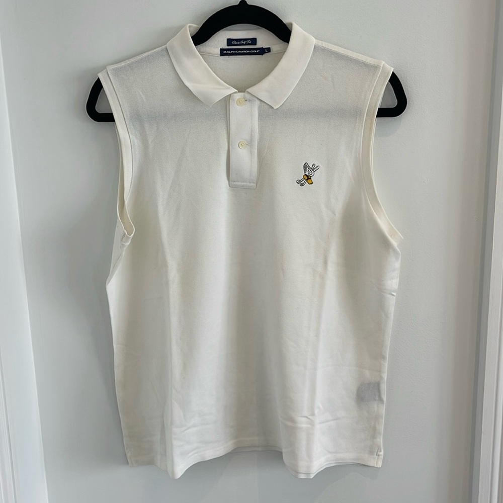 Ralph Lauren Golf Winged Foot Sleeveless White Polo Size L Classic Fit US Open - Picture 1 of 4